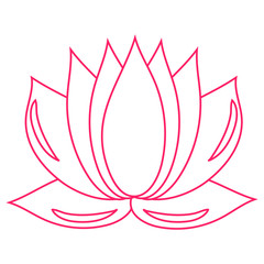 Lotus. The pink flower is a symbol of purity and enlightenment. You can use as a logo, trademark, icon. Suitable for illustrating yoga and oriental teachings. Vector design element.