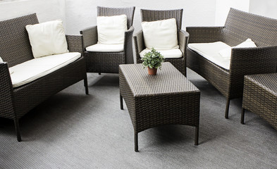 Living room with wengue armchairs