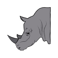 head rhino wild animal africa exotic mammal vector illustration