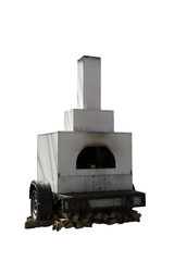 Fototapeta na wymiar Oven on the wheels for outdoor cooking