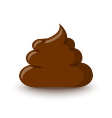 Brown poop icon placed on white background