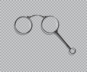 Vector realistic isolated lorgnette on transparent background.