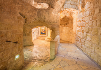 BETHLEHEM, ISRAEL - MARCH 6, 2015: The cave of 