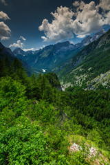 Fototapeta na wymiar Breathtaking vista over Julian Alps in Slovenia