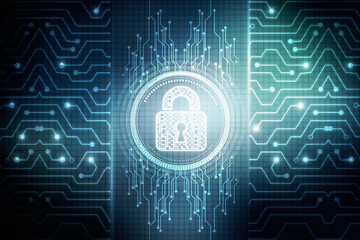 2d illustration Safety concept: Closed Padlock on digital background