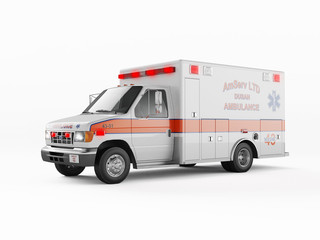Ambulance emergency on a white background. 3D rendering