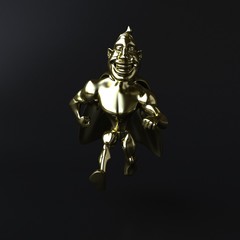 Fototapeta premium Golden superhero - 3D illustration