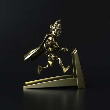 Golden superhero - 3D illustration