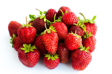 Ripe, red strawberry on white background