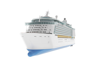 Beautiful huge cruise ship isolated on white background. 3D rendering
