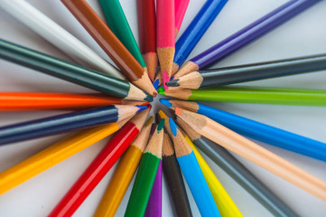 Fototapeta premium Texture of colored pencils