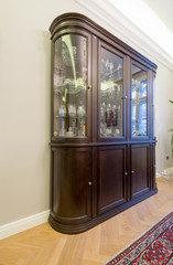 Wooden display cabinet in luxury villa