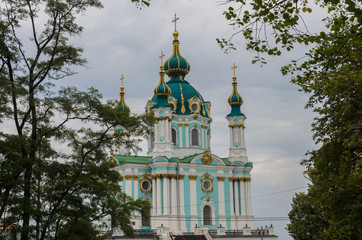 Fototapeta na wymiar St. Andrew's Church. Ancient historical orthodox church on Andreevsky spusk