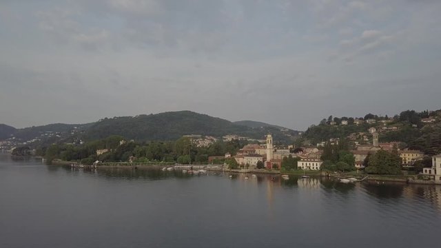 LAKE COMO, ITALY Villa Desta from the drone and the Italian Alps in background