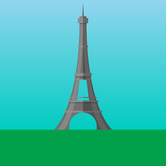 Eiffel Tower in Paris, France vector illustration. Flat style icon. Most famous world landmark. Travel flat design vector graphics