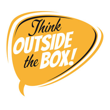 think outside the box retro speech bubble