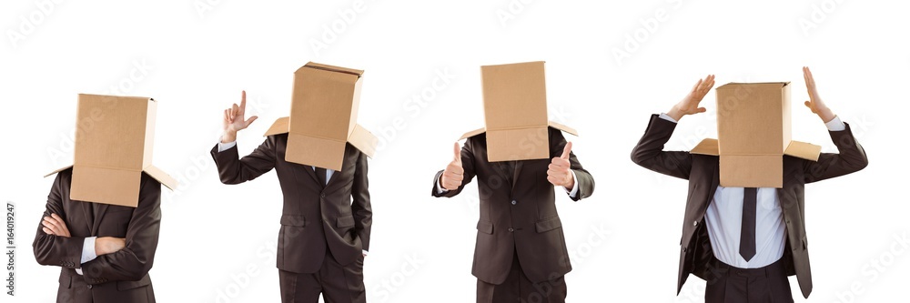 Poster Man with a box in the head collage