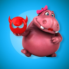 Obraz premium Pink Hippo - 3D Illustration