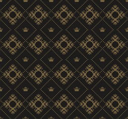 Seamless Damask Wallpaper. Background image. Vintage style. Dark color. Texture wallpaper. Vector image