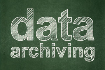 Information concept: Data Archiving on chalkboard background