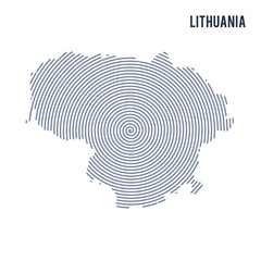 Vector abstract hatched map of Lithuania with spiral lines isolated on a white background.