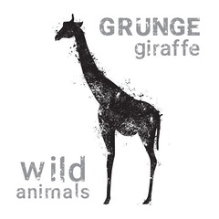 Silhouette Giraffe In Grunge Design Style Animal Icon Vector Illustration