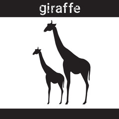 Silhouette Giraffe In Grunge Design Style Animal Icon Vector Illustration