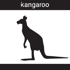 Silhouette Kangaroo In Grunge Design Style Animal Icon Vector Illustration