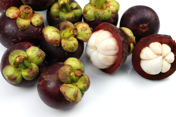 mangosteen fruit on white background