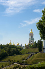 Ukraine, Kiev. View of the Orthodox Kiev-Pechersk Lavra from the Glory Park.