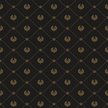 Background image. Vintage style. Dark brown color, seamless pattern. Texture wallpaper. Vector illustration