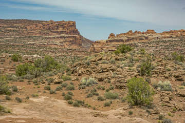 Off road vehicle views of Moab Utah trails on bright sunny days