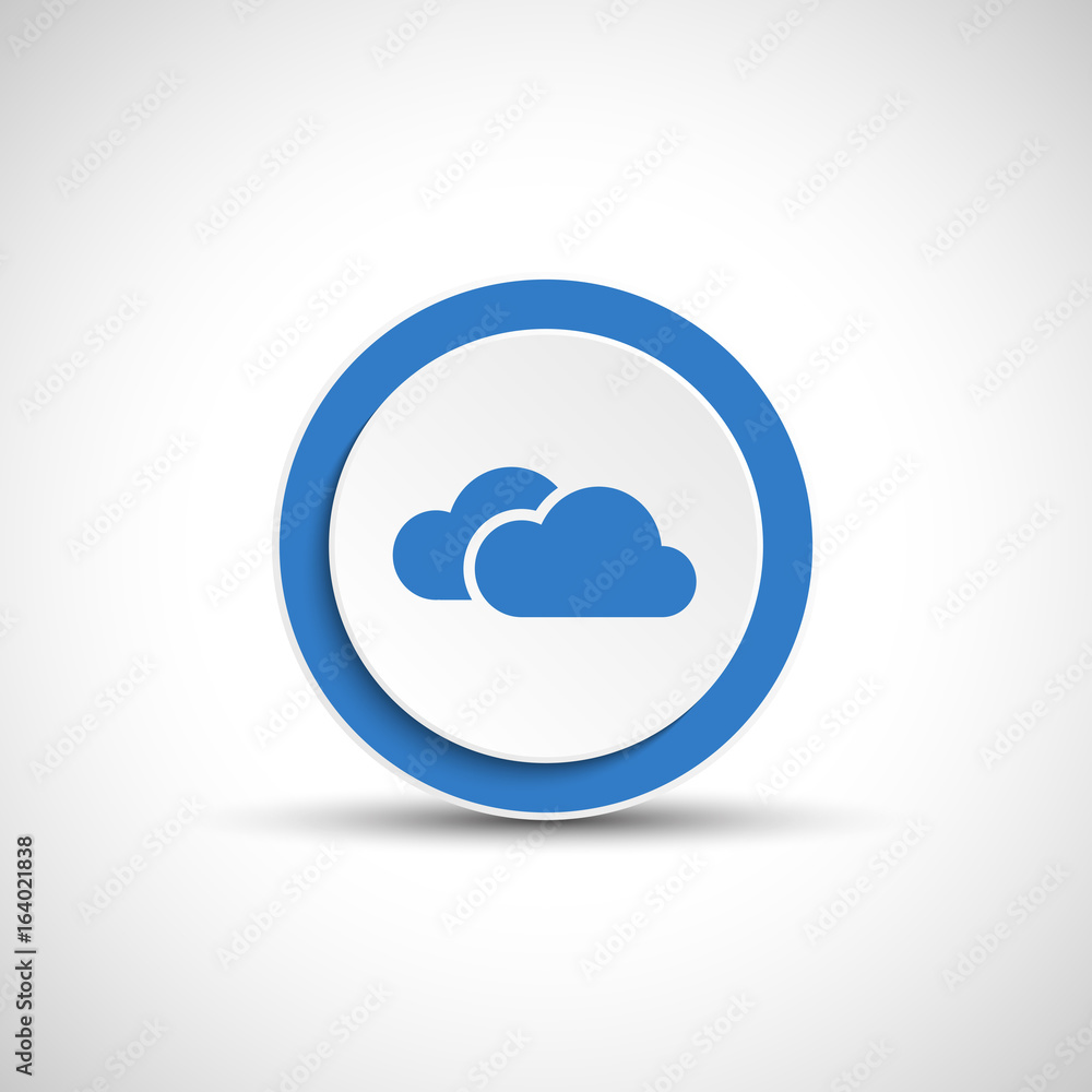Poster abstract vector cloud button with shadow.