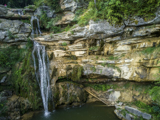 Fototapeta na wymiar Cascade at Set Gorgos -seven cascades- in the north of Catalonia