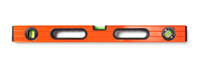 Obraz premium Orange level tool isolated on white background.