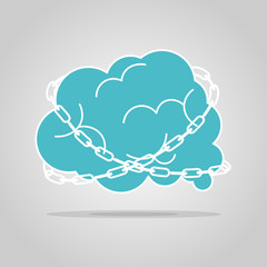 chains brain lock concept vector