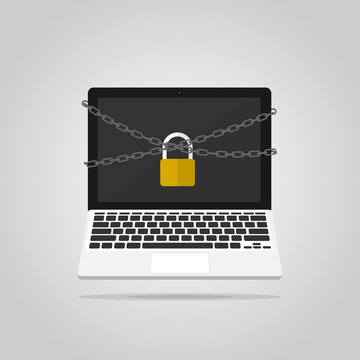 Computer Chain Lock Security ,hack Computer Vector