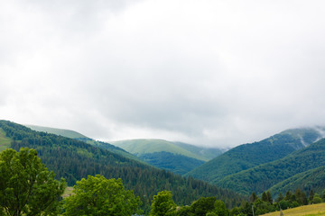 Photo of rainy clouds in Carpathian mountains