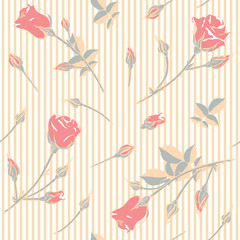 Red roses. Bouquet of roses. Floral pattern. seamless background. Buds. Strips.