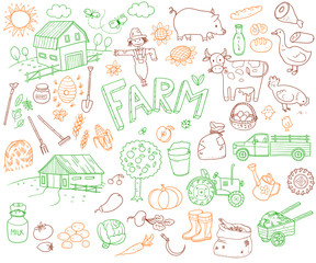Doodle Farming Icons Set