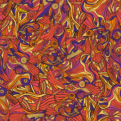 Colorful doodle abstract seamless pattern.