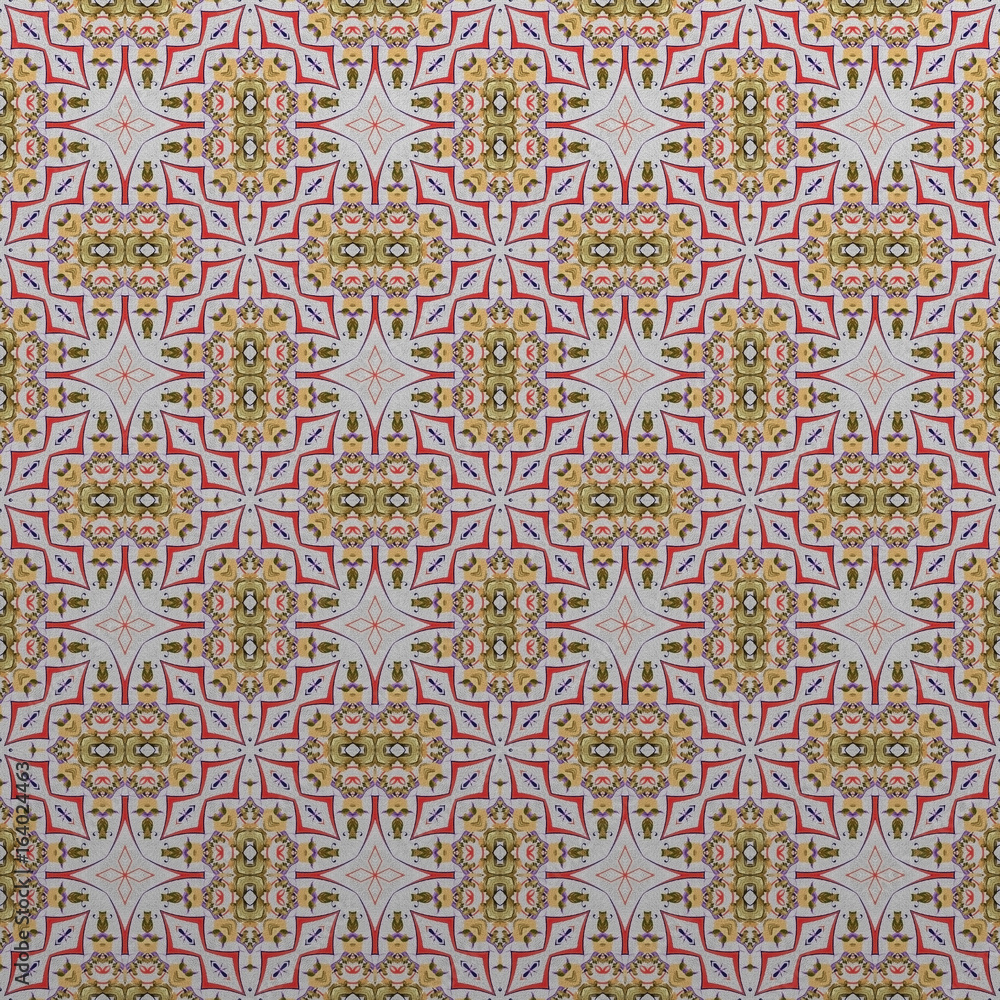 Aufkleber seamless abstract color pattern ornament traditional classic white raster background with elements. 