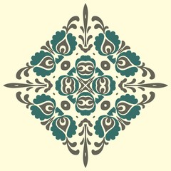 Abstract oriental pattern with arabesques and floral elements. Traditional classic ornament Vector mandala. .Decorative pattern