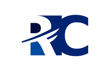 RC Negative Space Square Swoosh Letter Logo