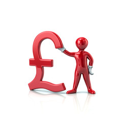 Red man holding pound sterling symbol