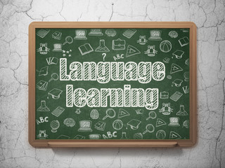 Studying concept: Language Learning on School board background