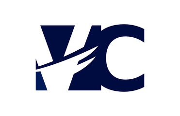 VC Negative Space Square Swoosh Letter Logo