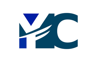 YC Negative Space Square Swoosh Letter Logo