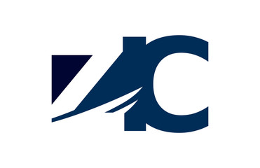 ZC Negative Space Square Swoosh Letter Logo