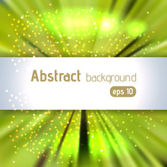 Background with green light rays. Abstract background. Vector illustration